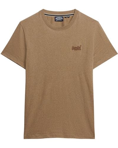 Superdry Essential T-Shirt aus Bio-Baumwolle mit Logo Buck Braun Rotbraun Meliert S