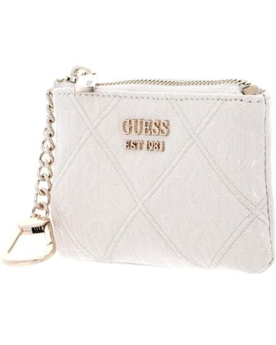 Guess Caddie Zip Pouch Stone - Bianco