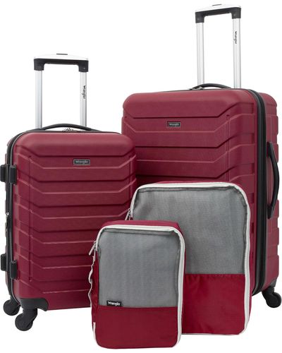 Wrangler 4 Piece Elysium Luggage And Packing Cubes Set - Red