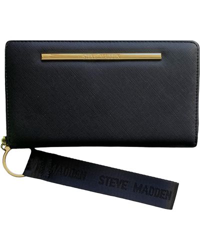 Steve Madden Bzip-web Zip Around Wallet Wristlet - Black