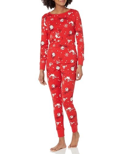 Amazon Essentials Snug-Fit Cotton Pajamas Pigiama Cotone - Rosso