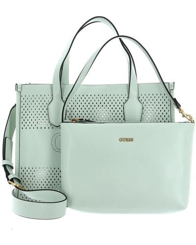 Guess Katey Perf Small Tote Mint - Vert
