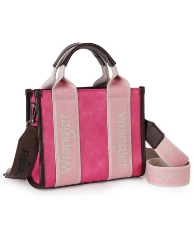 Wrangler Purse For Mini Tote Bag Cotton Ribbon Crossbody Handbag - Pink