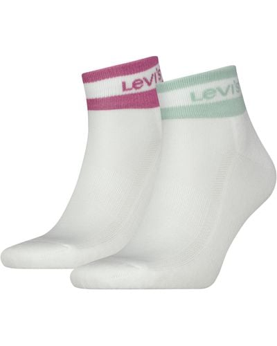 Levi's Mid Cut Sport Stripe Quarter Sock - White
