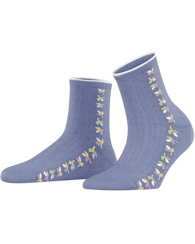 Esprit Structured Leaves Short Socks Cotton Lyocell Blue Green More Colours Patterned Mid-calf Length 1 Pair