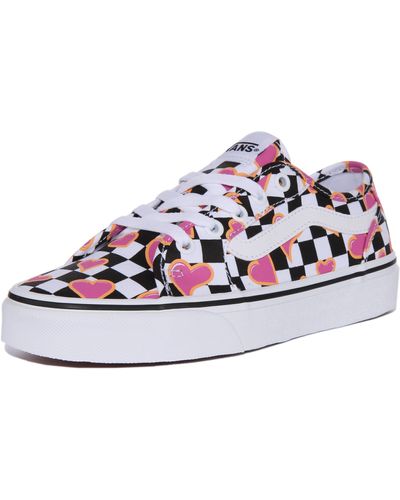 Vans Ward Platform Canvas Sneaker Harten Dambord Multi Wit 39 Eu - Zwart