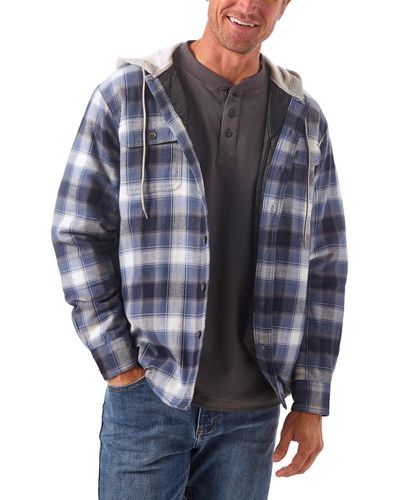 Wrangler Authentics 's Long Sleeve Quilted Line Flannel Jacket with Hood - Blu