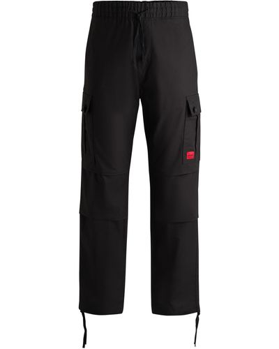 HUGO S Garlo233 Regular-fit Cargo Trousers In Ripstop Cotton Black