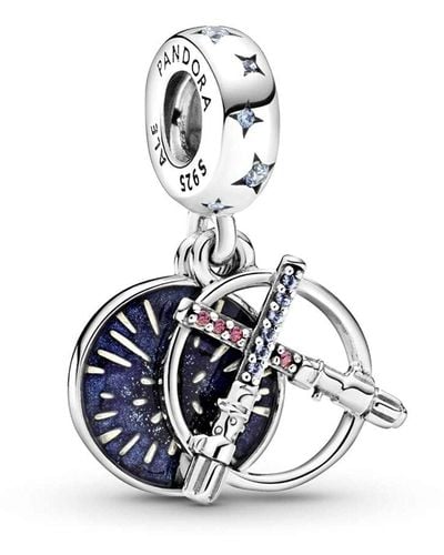 PANDORA Star Wars Lightsaber Sterling Silver Double Charm With Cubic Zirconia And Crystals - Metallic