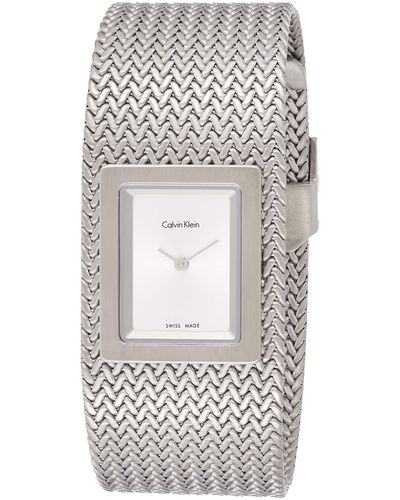 Calvin Klein Analog Quarz Uhr mit Edelstahl Armband K5L13136 - Grau