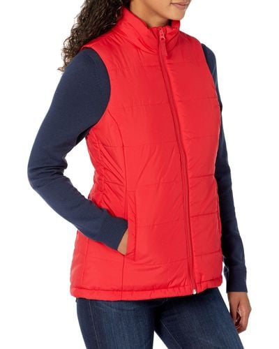Amazon Essentials Gilet di Peso Medio Outerwear-Vests - Rosso
