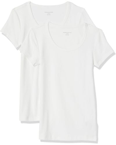 Amazon Essentials 2-Pack Slim-Fit cap-Sleeve Scoopneck T-Shirt - Bianco