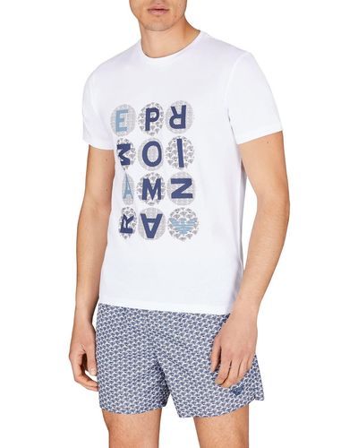 Emporio Armani Micropattern Crew Neck T-Shirt - Weiß