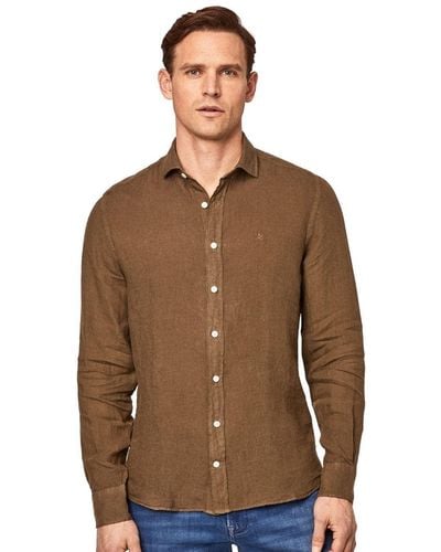 Hackett Hackett Garment Dyed K Long Sleeve Shirt 2xl - Brown