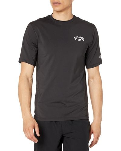 Billabong Mens Classic Loose Fit Short Sleeve Rashguard Surf Tee Rash Guard Shirt - Black