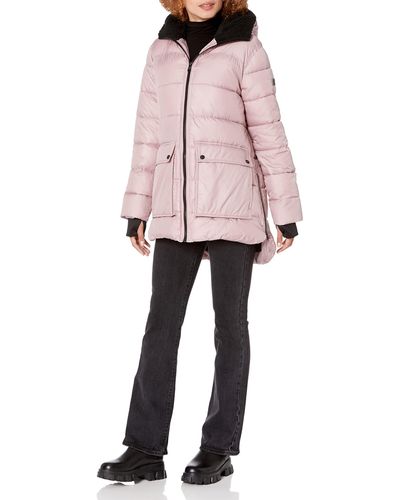 Kenneth Cole Mixed Media Heavyweight Puffer - Pink