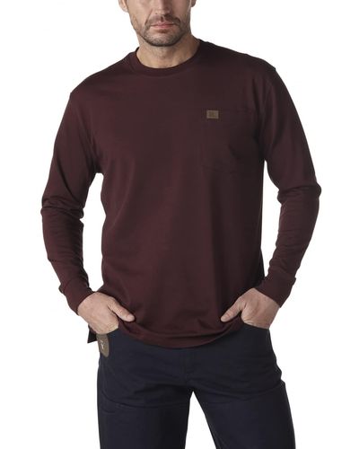 Wrangler Riggs Workwear Long Sleeve Pocket T-shirt - Red