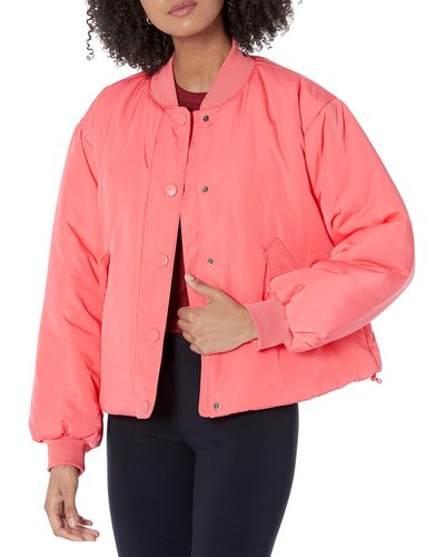 Amazon Essentials Relaxed-fit Recycled Polyester Padded Cropped Bomber Jacket - Pink