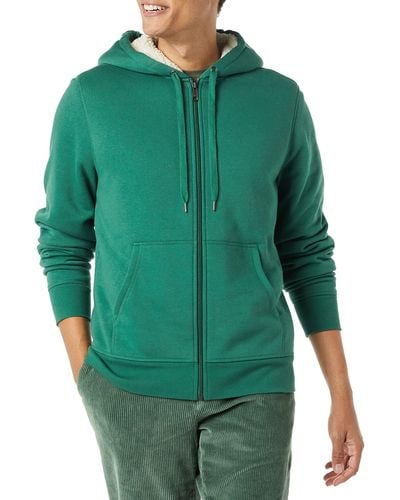 Amazon Essentials Sherpa-lined Full-zip Hooded Fleece Sweatshirt - Green