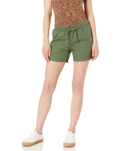 Amazon Essentials Shorts aus Leinengemisch mit Zugband und 12,7 cm Innenbeinlänge - Grün