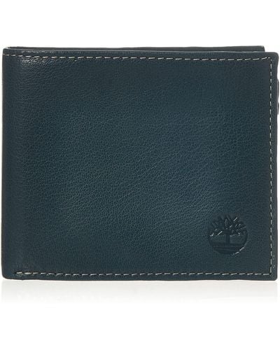 Timberland Leather Wallet with Attached Flip Pocket - Blu