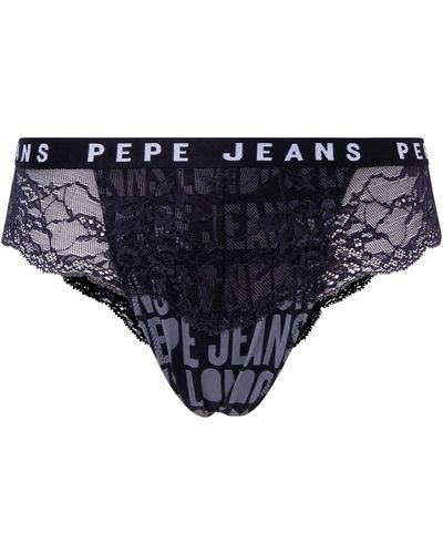 Pepe Jeans Allover Logo Brazilia Bikini Estilo Ropa Interior - Negro