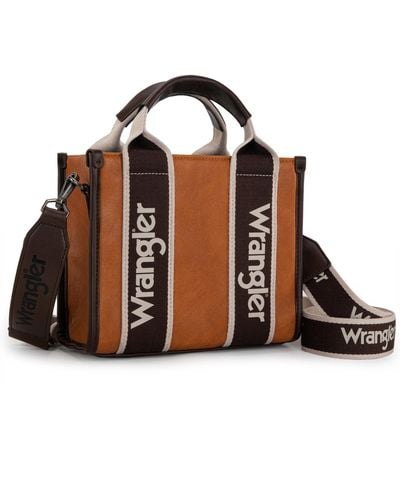 Wrangler Purse For Mini Tote Bag Cotton Ribbon Crossbody Handbag - Brown