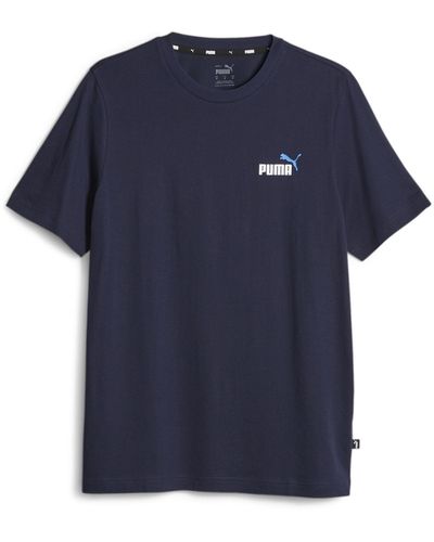 PUMA Ess+ 2 Col T-shirt Met Klein Logo - Blauw