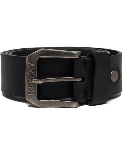 Replay Leather Belt W110 Black - Schwarz