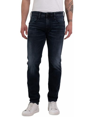 Replay M914y Anbass Clouds Black Stretch Jeans - Blue
