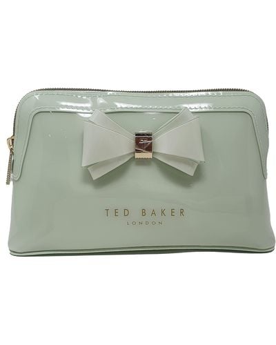 Ted Baker Aimee Curve Bow Make Up Bag In Green
