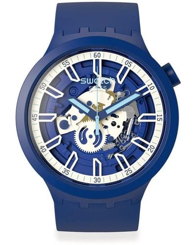 Swatch I -Armbanduhr Blau Quarz SB01N102