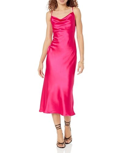 The Drop Scarlett Cowl Neck Slip Dress Hot Pink