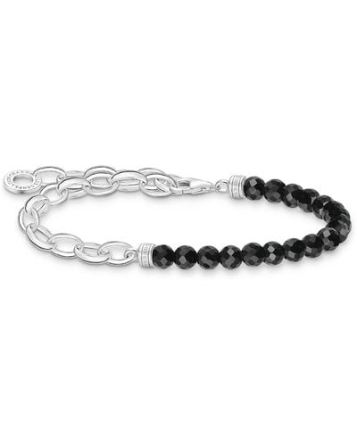Thomas Sabo Charm-Armband mit schwarzen Onyx-Beads 925 Sterlingsilber A2098-130-11 - Mettallic