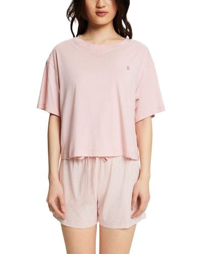 Esprit Kurzes Pyjama-Set aus Jersey - Pink