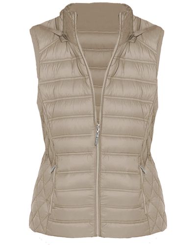 Michael Kors Taupe Down Puffer Hooded Vest Jacket - Braun