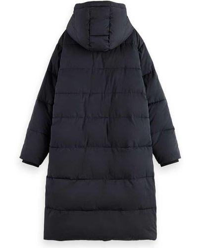 Scotch & Soda Water Repellent Longer Length Buffer Coat Quilted - Blue
