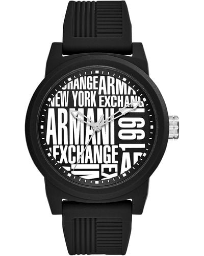 Fossil Emporio Armani Analog Quarz Smart Watch Armbanduhr mit Silikon Armband AX1443 - Schwarz