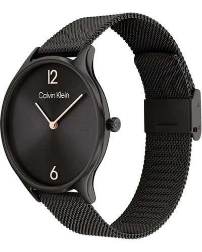 Calvin Klein Montre Analogique Multifunction à Quartz pour avec Bracelet milanais en Acier Inoxydable Noir - 25200105