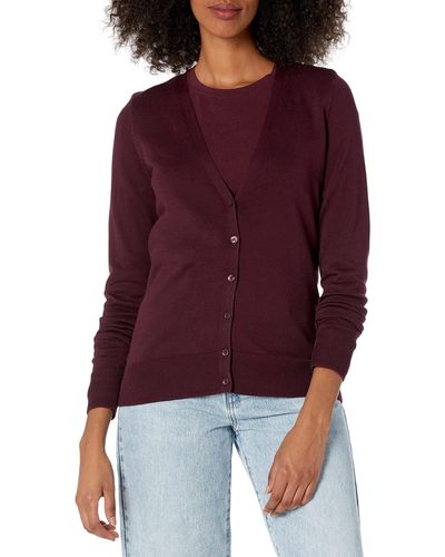 Amazon Essentials Lightweight V-neck Cardigan Sweater - Purple