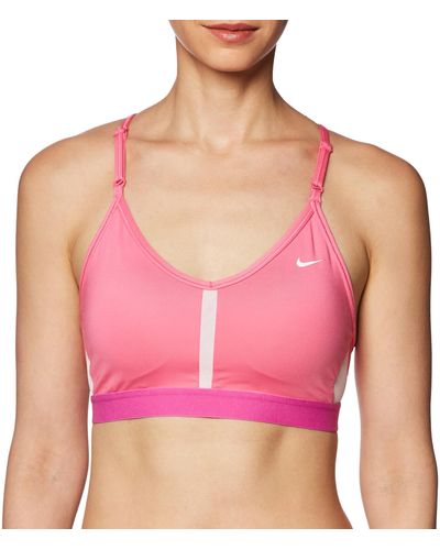 Nike Df Indy V-neck Bra Pink Spell/cosmic Fuchsia/whit L - Roze