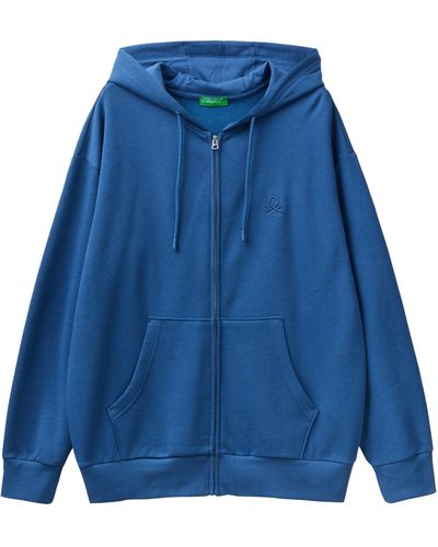 Benetton Jacke C/CAPP M/L 3J73U500D Sweatshirt ohne Kapuze - Blau