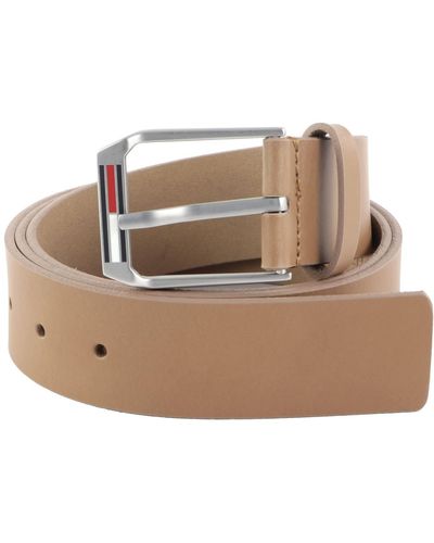 Tommy Hilfiger TJM Leather Belts New Leather 4.0 W115 Classic Khaki - Mettallic