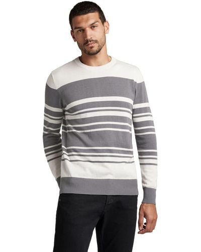 G-Star RAW , hombres Jersey Stripe, Multicolor - Gris