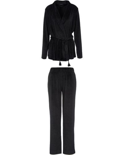 Emporio Armani Chenille Jacket + Loose Fit Pants - Black