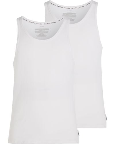 Calvin Klein 2P TANK-Canottiera Uomo Bianco (White 100) Medium