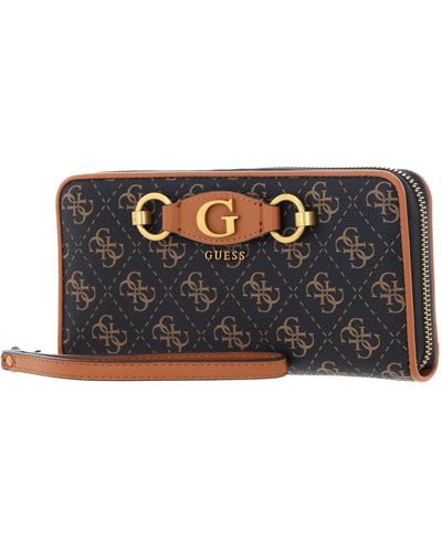 Guess Portafoglio Donna Zip Around izzy SLG Brown Logo/ Cognac AS23GU30 QB865446 Marrone - Schwarz