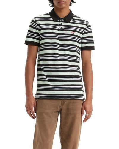 Levi's Housemark Polo T-shirt ,cavern Stripe Dusty Aqua,s - Meerkleurig