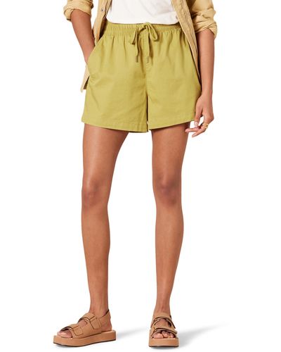 Amazon Essentials Pantaloncini Pull-on a Vita Media in Cotone Elasticizzato dalla vestibilità Comoda Donna - Giallo