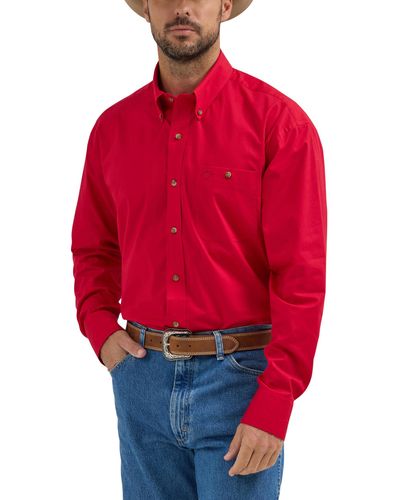 Wrangler George Strait Western Long-sleeve Relaxed-fit Button-down Shirt - Red